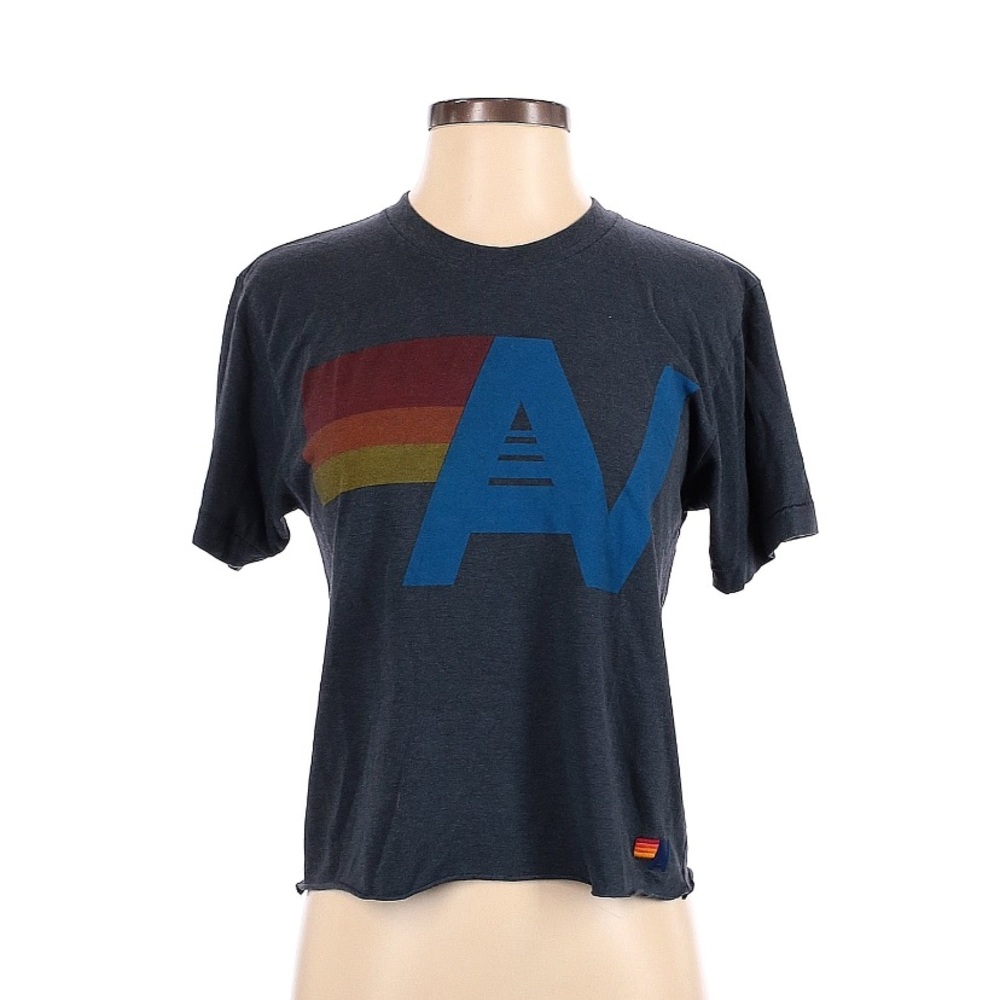 Aviator Nation blue cropped tshirt. Size small